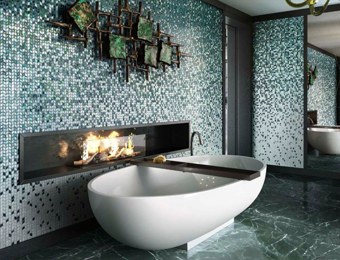 Mosaic and Accent Walls for Luxury Bathrooms